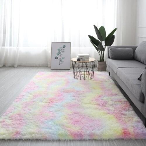Nordic ins living room long hair carpet thickening bedroom bedside rug balcony bay window decoration floor mat summer new carpet