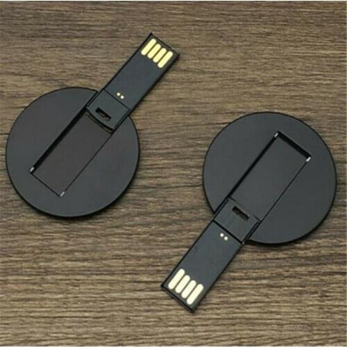 Customized LOGO New Metal Round Card USB 2.0 Memory Stick Flash Drive 2GB 4GB 8GB 16GB 32GB 64GB