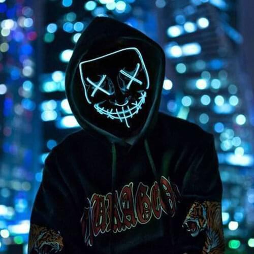 Anonymous Mask LED Luminous Glowing Masquerade Face Mask Halloween Cosplay Costume Christmas Party Props Gifts for Adult Kids