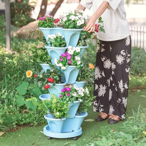 Multilayer Plastic Stackable Vertical Flower Plant Pot Seedling Holder Garden Planter Decor For Growing Strawberry Herb Flower