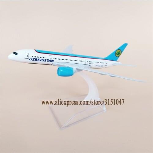 16cm Air UZBEKISTAN Boeing 787 B787 Airlines Plane Model Alloy Metal Diecast Model Airplane Aircraft Airways Kids Gift