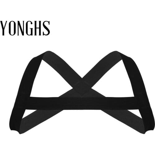 Harness Mens Lingerie X-Shape Back Elastic Shoulder Chest Muscle Harness Belt Punk Costume Strap for Clubwear Cosplay Party