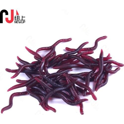 NEWUP 50pcs/lot 40mm tailed Soft Bait Worm Artificial Baits Fishing lure Larva Soft Lures