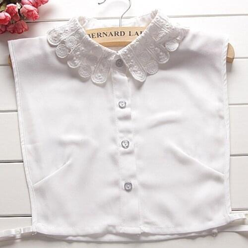 New chiffon wild fake collar retro fresh art hollow lace bottoming crystal bead new style art simple wild cotton shirt collar