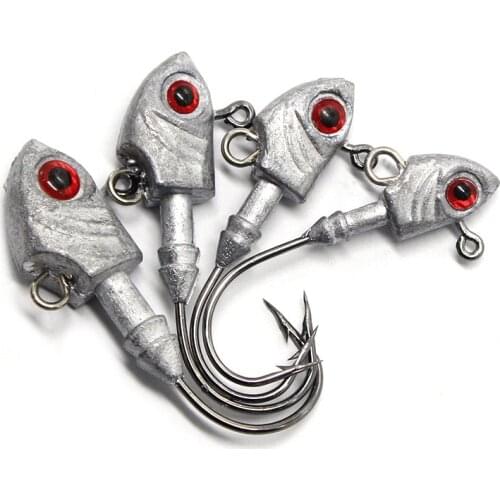 1pcs Fish Headed Jigs Hook 7g10g14g20g Fishing Soft Worm Lure Baits crank Jig head Fish Hooks with spoon Treble Hooks