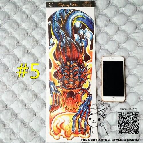 SHNAPIGN "The Blue Dragon" Full Sleeve Temporary Body Art, Flash Arm Tattoo Stickers 48*17cm Waterproof Henna Adult Sex Products