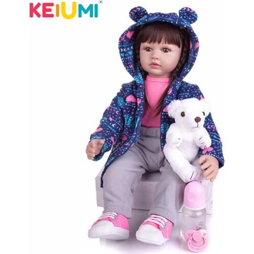 KEIUMI 24 Inch 60 CM Silicone Reborn Baby Dolls Cute Newborn Babies Dolls Toy Birthday Gift To Your Child