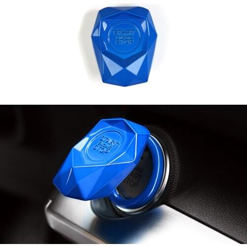 Blue Metal Alloy Car Engine Start Stop Button Cover Trim Cap Auto Decorative