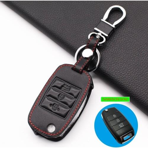 3 Buttons Folding leather key cover For Kia K3 K4 QL 2015-2018 For Sorento RIO K5 Sportage R 2017 2018 car key Auto Accessories