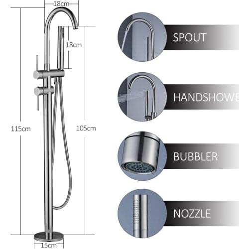 Vidric black nickel chrome bathtub shower faucet two way floor standing faucet single handle bathtub mixer taps bath shower FRE