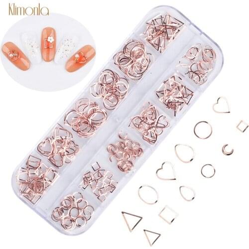 1 Set Rose Gold Rivet Nail Rhinestone 3D Hollow Nail Art Decals with Moon Star Designs Manicure Decoration Tips For Beauty