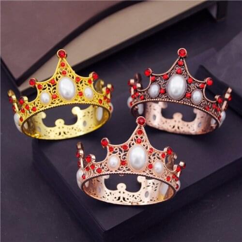 Kids Party Tiaras Pearls Little Crown Birthday Cake Baking Decorative Jewelry Childrens Small Diadem Girl Boy Hair Accessories