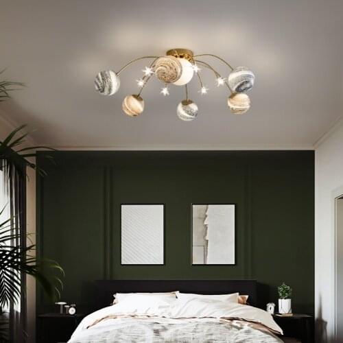 Creative modern minimalist space planet lamp starry sky childrens room led ceiling lamp Nordic loft new bedroom led ceiling lam
