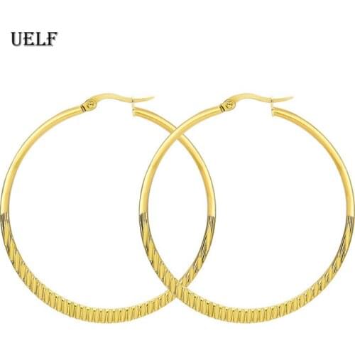Uelf Fashion 50mm Super Large Hoop Earrings Exaggerated Smooth Big Circle Earrings for Women Punk Jewelry Boucles d'oreilles