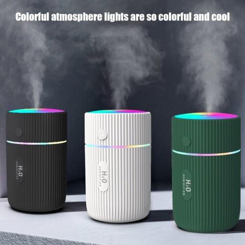 220ml Air Humidifier 5V 2W USB Mini Humidifier ABS Plastic LED Night Light Spraying Diffuser 2 Spraying Modes for Home Office