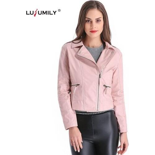 Lusumily Plus Size 3XL 4XL Leather Jacket Women Short PU Faux Jackets Female Basic MotoBiker Motor Casaco Feminino Coat Outwear