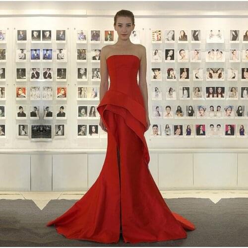 An093 Noble Robe De Soiree Elegant Red Carpet Strapless Length Evening Dress Pretty Mermaid Formal Evening Gowns Custom-Made