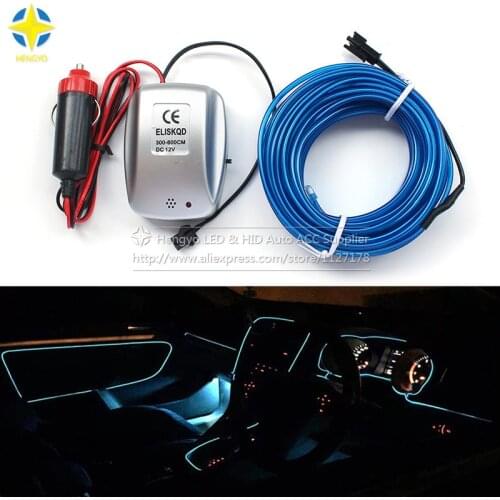 1/ 3/ 5Meters Car Decorative Lights EL Salon Wire Cold Neon Light Line with Voice Sound Controller Driver Inverter Car Styling
