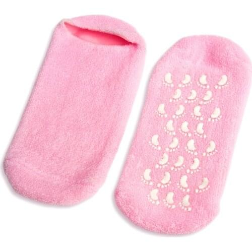 1 Pair Super Soft Spa Socks for Pedicure Moisturizing Mask Cracked Skin Heel Gel Silicone Sock for Feet Care