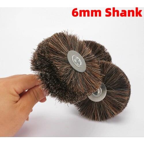 1Pcs 6mm Horse Hair Wheel Brush Abrasive Wire Grinding Flower Head Woodworking Polishing Bench Grinder Wood Furniture Diameter