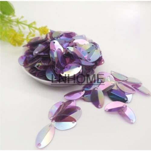 1000pcs 8*13mm Cup Oval Folded Sequins Horse Eyes Shape For Crafts Paillettes Sewing Accessories Dark Purple AB Transparent