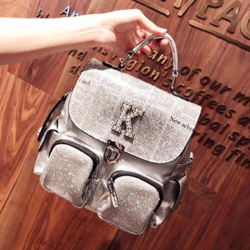 2020 Womens 3 diamond small backpack women fashion sequins womens shoulder bag casual travel bag Ms. Mochilas