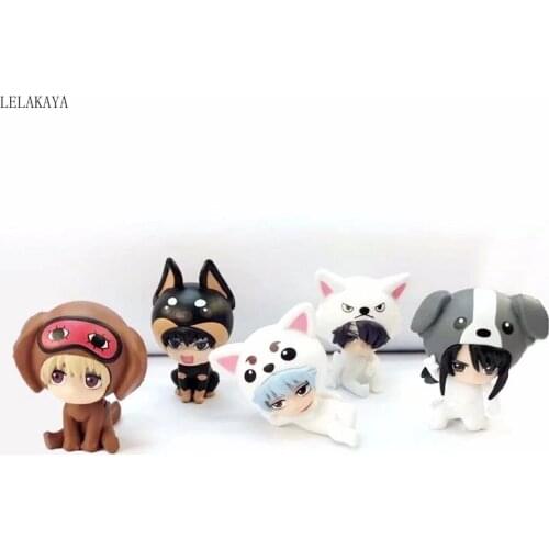 5pcs/set Anime Gintama Action Figure Mini Sakata Gintoki Hijikata Toushirou Animals Clothes Ver Model PVC Decoration Doll 4cm