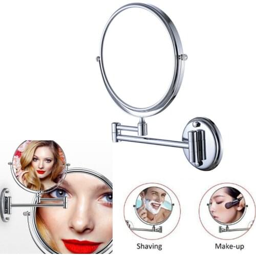 8in Double-sided Wall Mount Mirror & 5x Magnification for Makeup Shaving for Home, Salon, Cosmetic Shop, Hotel Bathroom, Washroo