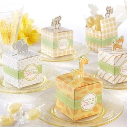 Born to be Wild Jungle Animals Baby Shower Favor Boxes,Favor Candy Box Party Baby Shower Decorations 500pcs/lot Free Shipping