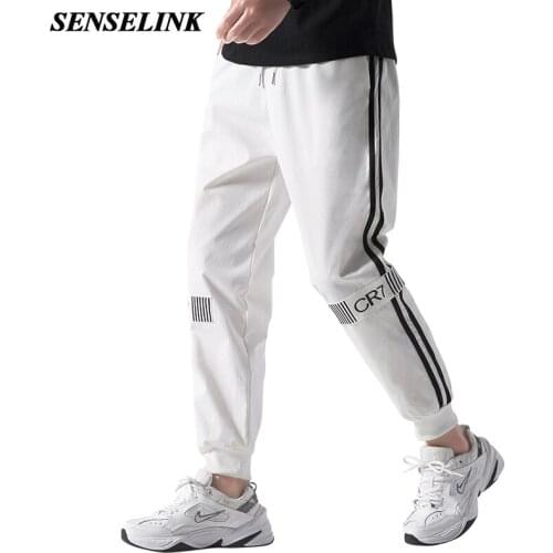 2021 Summer New White Cargo Pants Men Casual Loose Men Jogging Pants 100% Polyester Elastic Belt Casual Pants Men