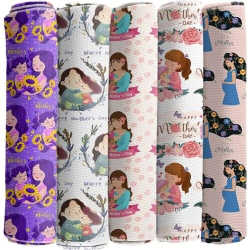 DIY Sewing Cloth 50*145cm Mothers Day Print Polyester Fabric Bubble Fabric for Home Textile