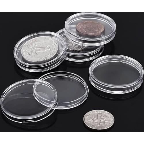25mm 200 Transparent Round Plastic Coin Container Capsule Container Storage Box For Home Storage In Stock Drop Shipping
