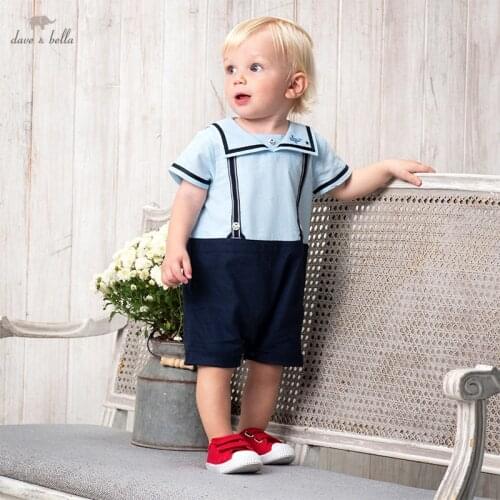 DBX16679 dave bella summer new born baby boys fashion cartoon patchwork jumpsuits infant toddler clothes children romper 1 piece