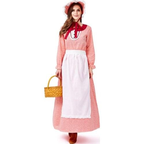 Adult California Farm Idyllic Wind Farm Maid Costume Halloween Cosplay 19th Century Colonial Period Idyllic Maid Fancy Dress