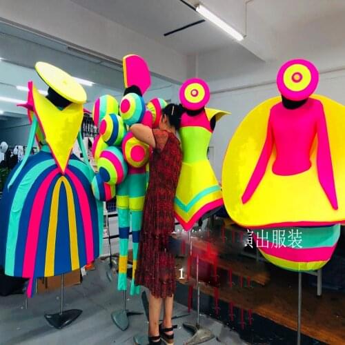 Colourful clown costume Nightclub stage show Shopping paradise dance troupe scenic parade performance clothing