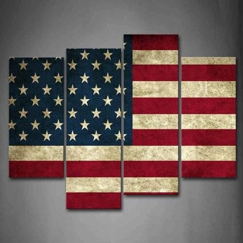 HOT Framed 4Pieces/set national flag series Wall Art For Wall Decor Home Decoration Picture Paint on Canvas Prints Painting