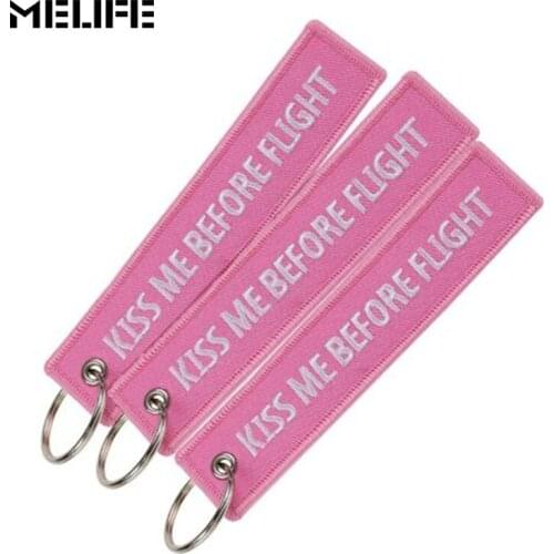 MELIFE 3 PCS/LOT Climbing accessories Kiss Me Before Flight Key Chain Embroidery Key Chain for Aviation Gift Keychains Key Fob