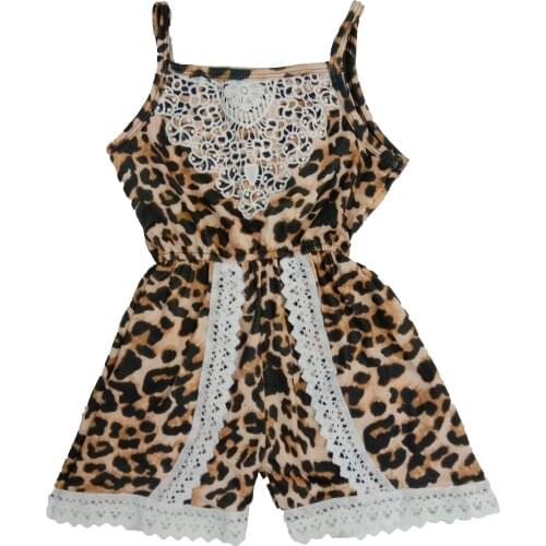Lovely Outfits Romper Jumpsuit Newborn Infant Little Baby Girls Cheetah Printed Lace Design Boutique Summer Clothes