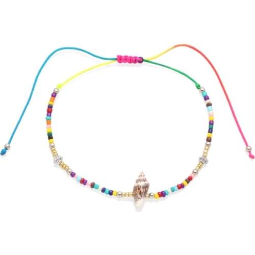 Multicolor Glass Seed Beads Cowrie Conch Adjustable Anklet Women Girl 2020 New Fashion Beach Surf Sea Snail Summer Jewelry Gift
