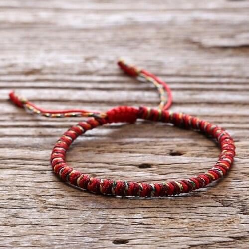 Fashion National Style Hand-Woven Bracelet of Red String Three-Color Mixed Dorje Knot Bracelet Hand Line Hand Jewelry