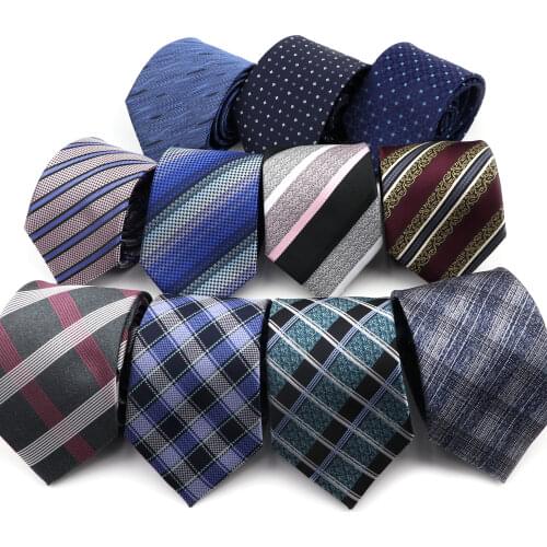 Fashion Polyester Necktie For Men Business Meeting Gravatas Homens Mens Formal 8cm Jacquard Striped Tie Daily Suit Accessories