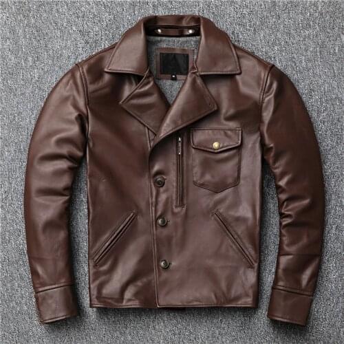 Gu.seemio factory Batik dyeing cowhide skin genuine leather men motorcycles male jacket real leather coat outer garment suit