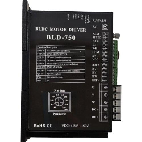 Low voltage, high voltage 48V 220V Brushless DC Motor Driver BLD-750 750W BLDC Motor controller