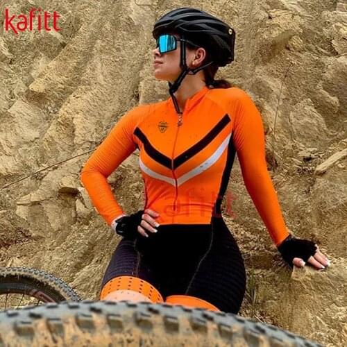 Kafitt new Macaquinho ciclismo feminino triathlon jumpsuit Long-sleeved jersey suit jersey tights cycling jersey shorts clothing