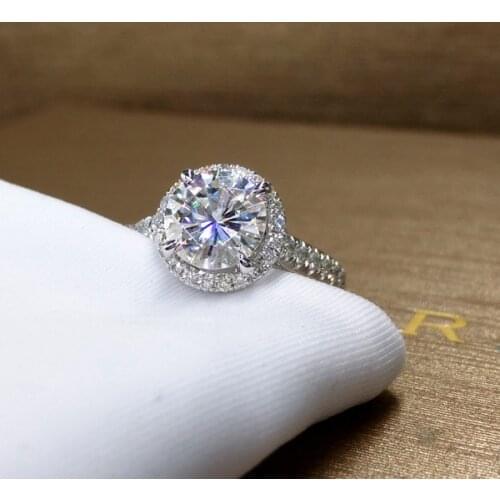 Four Claw Round Stone Engagement Ring Luxury Crystal White Zircon Ring Vintage Silver Color Wedding Rings For Women Boho Jewelry
