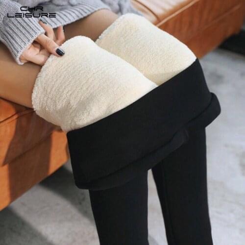 Solid Black Warm Leggings Winter Skinny Thick Velvet Wool Fleece Girls Leggings Women Trousers Cashmere Pants For Women Leggings