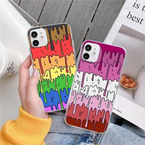 Pastel Kawaii Melting Trans Pride LGBTQ Design TPU Case phone For iphone 12Pro 11 SE X 7 XR XSMA 11Pro 11ProMax 12ProMax Cover