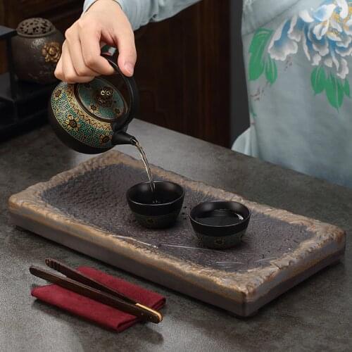 Japanese Style Tea Tray Simple Tea Accessories Water Storage Tea Tray Vintage Creative Bandeja Comida Teaware Tools DI50CP
