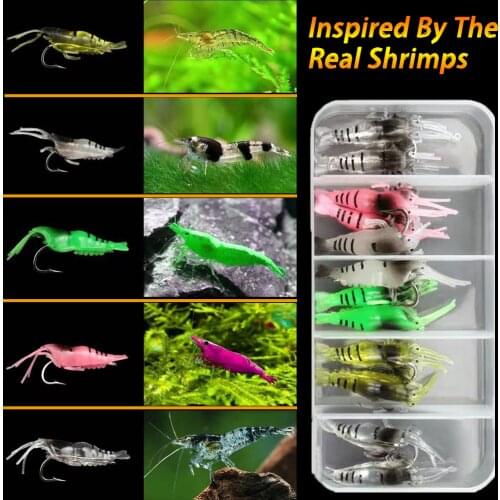 Shrimp Lure Soft Bait Fish Hook Flavor Fishy Fresh Taste Lifelike Luminous Swimbait VIB River Ocean Saltwater Fishing Tackle