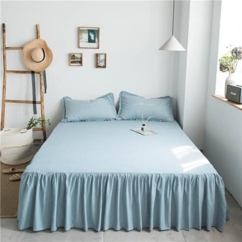 Modern Simple Solid Color Bed Sheet Pure Cotton Soft Skin-friendly Non-Slip Bed Cover All-inclusive Dust Cover Bedroom Bed Sheet